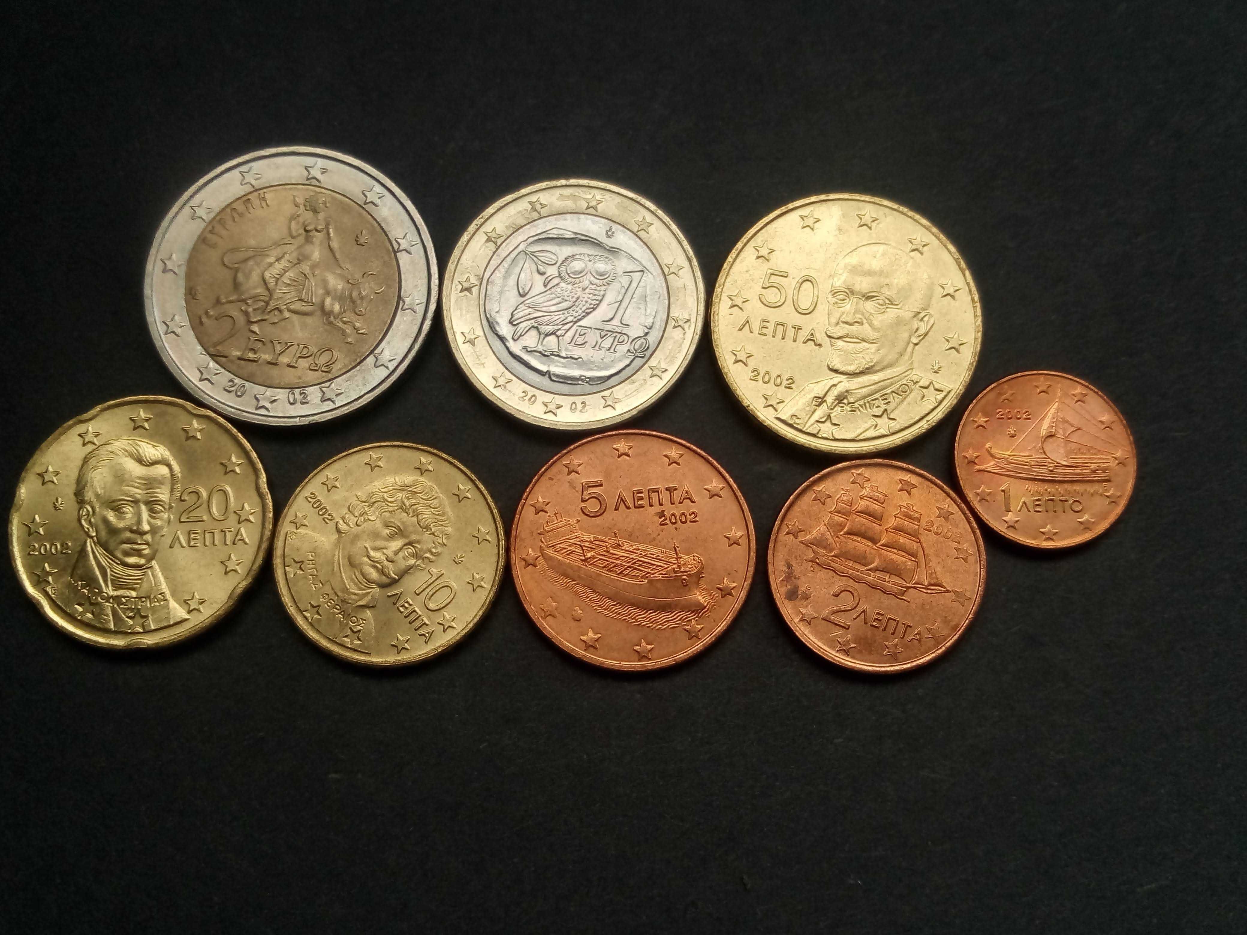 coleçâo completa de 8 moedas de Euros 2002 da Grécia novo preço