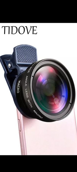 Линза для телефона 2 в 1 широкоугольная и макролинза объектив.