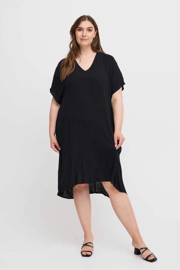 SIMPLE WISH  letnia sukienka midi na co dzień wiskoza 54/56 czarna