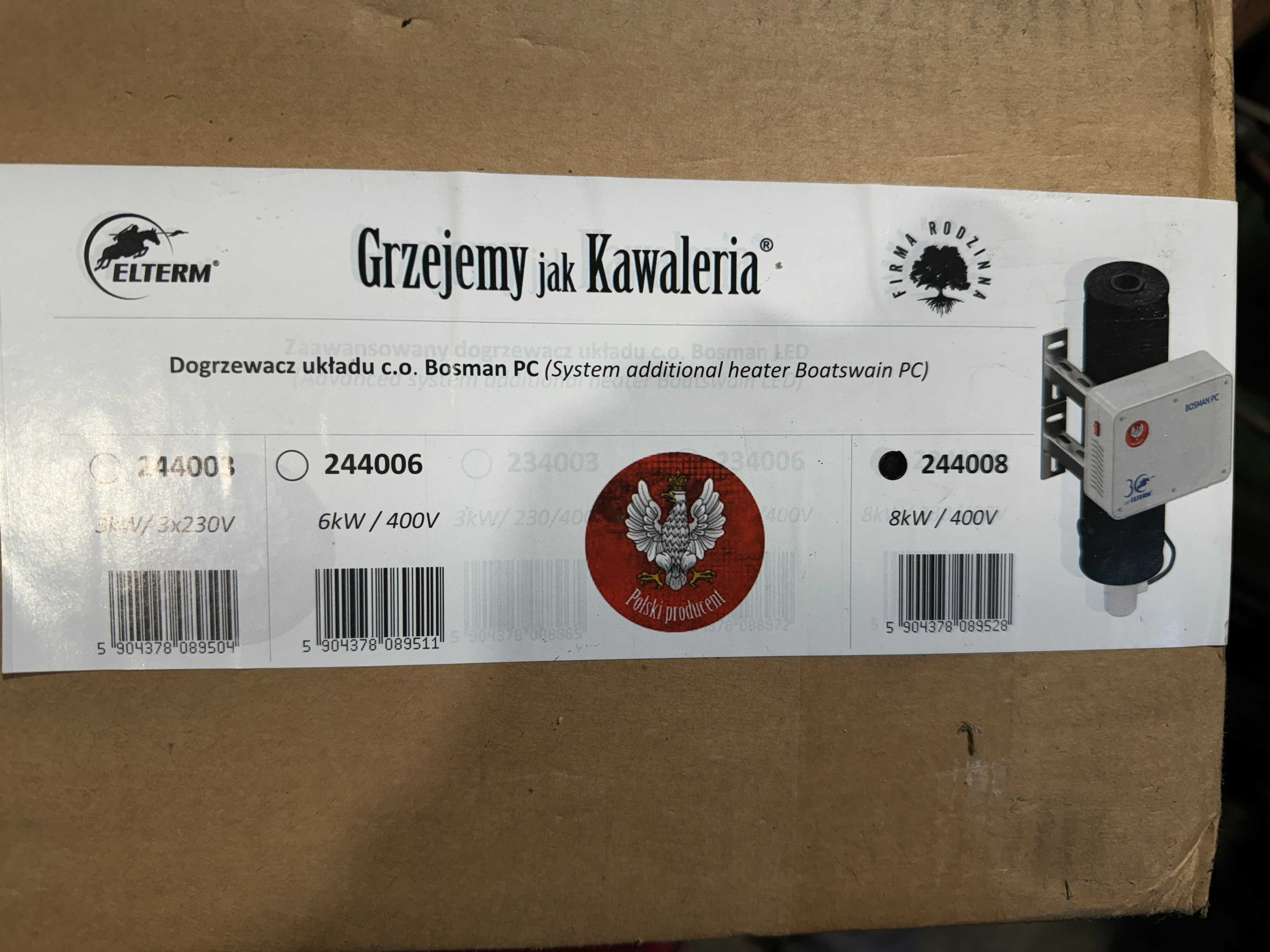 Dogrzewacz pomp ciepła i buforów ELTERM BOSMAN 8KW