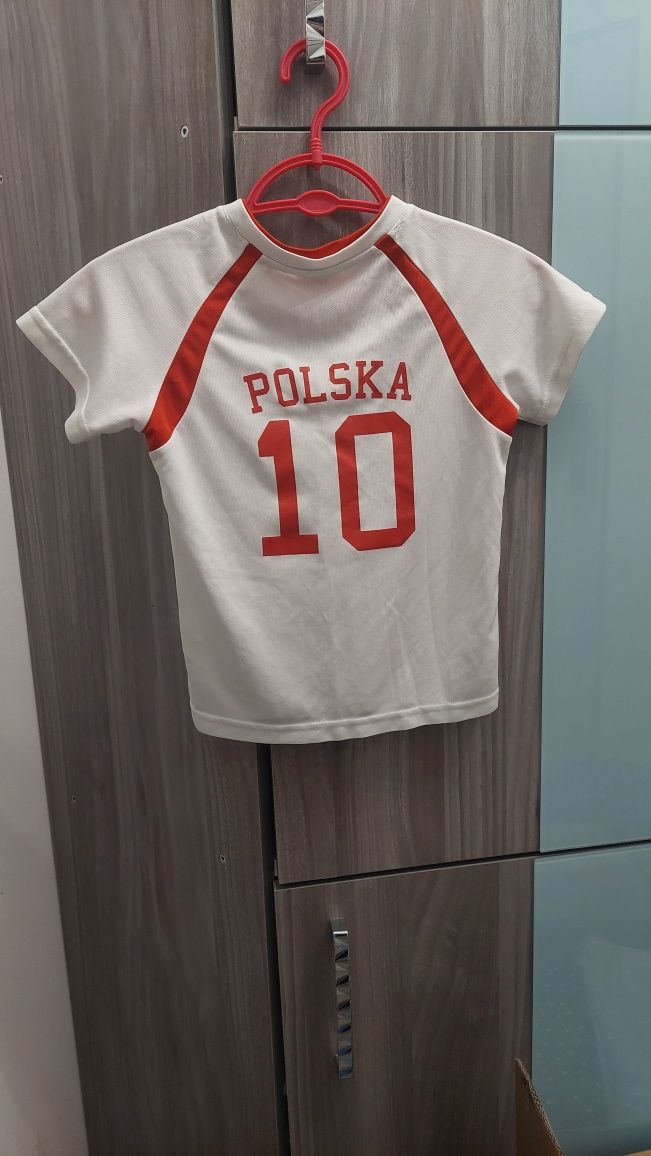 Koszulka Polska 110 Lewy Biały t-shirt młodego, Polskiego kibica