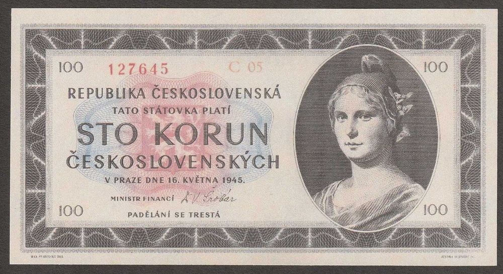 Czechosłowacja 100 koron 1945