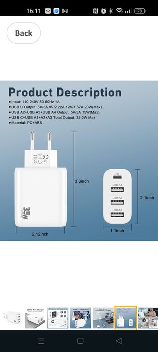 CREAPICO 4-Port Charger for iPhone 16/16e/15/14/13 Pro Max/Pro/Plus, 3