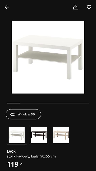 Stolik Ikea Lack 55x90 cm - kolor biały