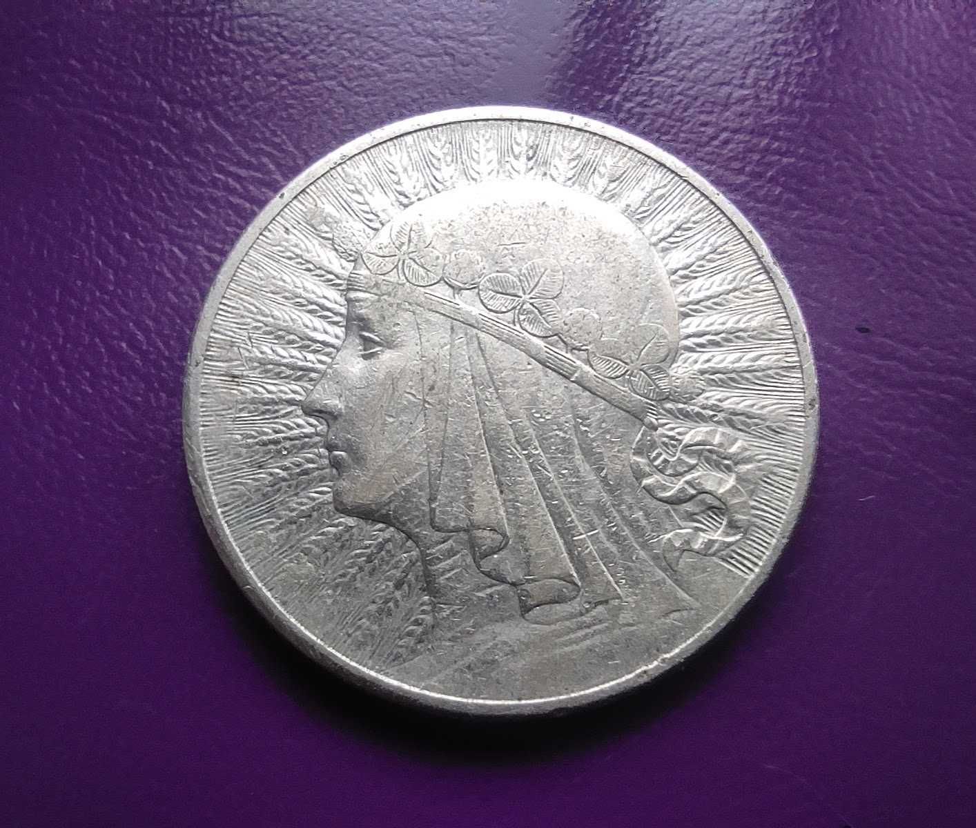 Moneta II RP 10 zł 1932 ''GŁOWA KOBIETY''  bzm - Srebro - Oryginał !
