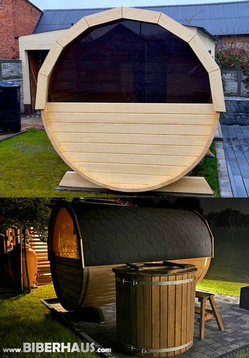 SAUNA Ogrodowa 300 cm + OKNO 50% + PRZEBIERALNIA +GRATIS Beczka +Akces