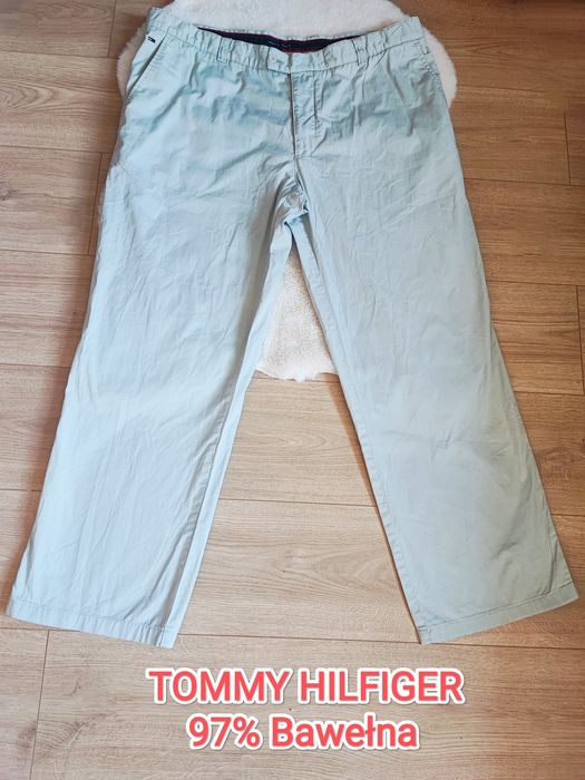 Tommy Hilfiger jakościowe bawełniane spodnie męskie 52 beżowe