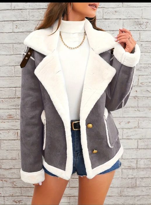 Дубленка женская, искусственный замш, р. М