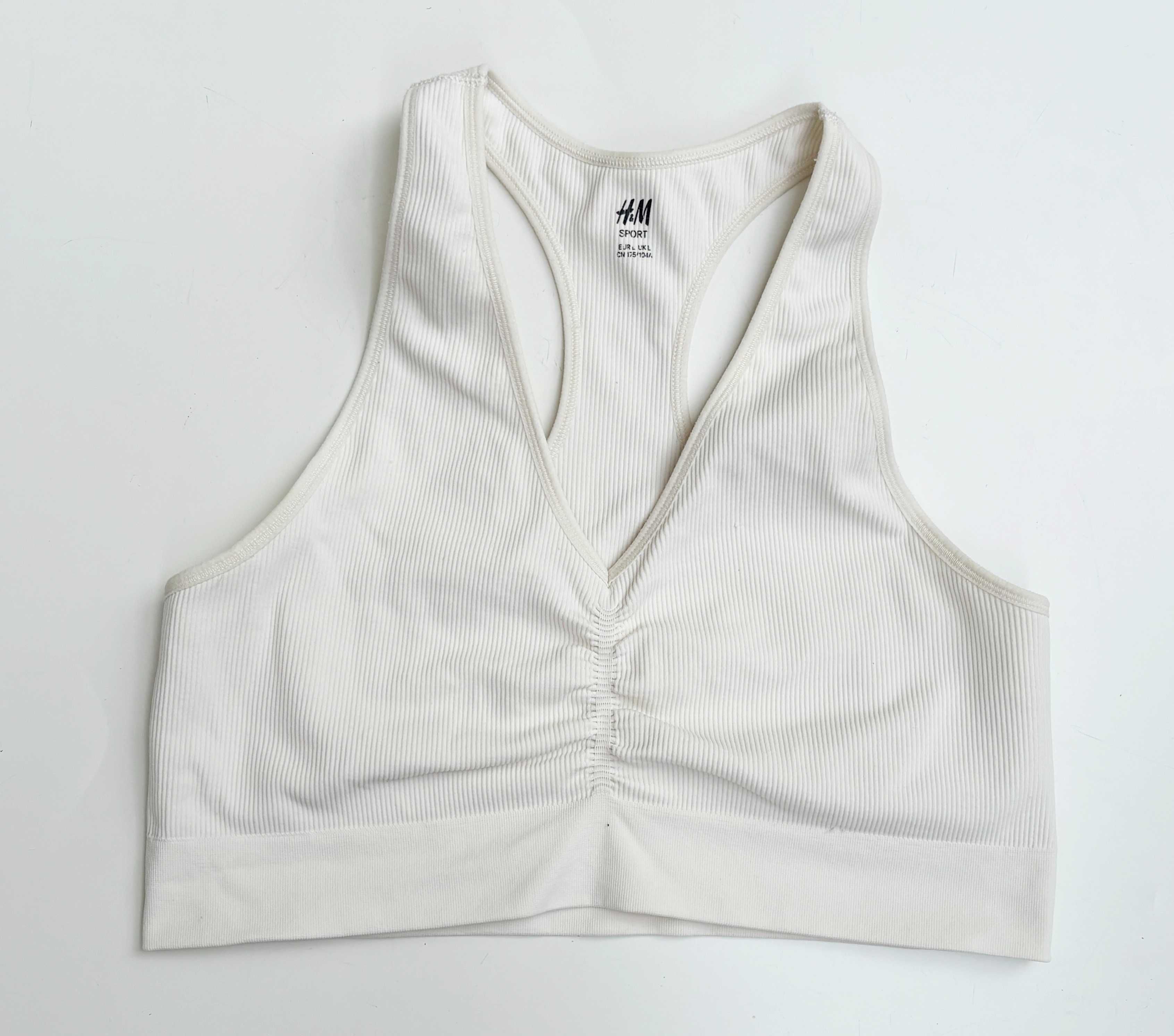 Biustonosz Sportowy Top Kremowy H&M Sport L 40 Prążkowany