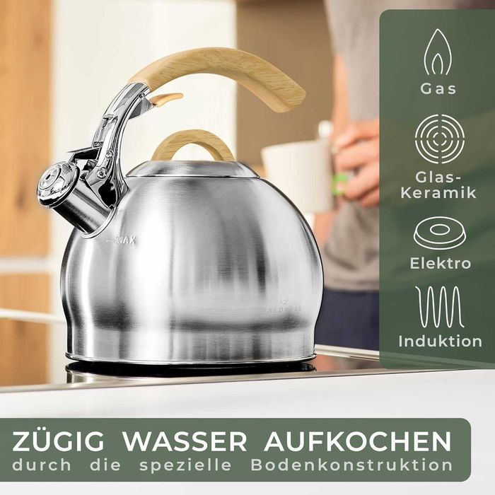 Nowy czajnik na wodę / vintage / stal nierdzewna / 2,2l / WALDWERK !