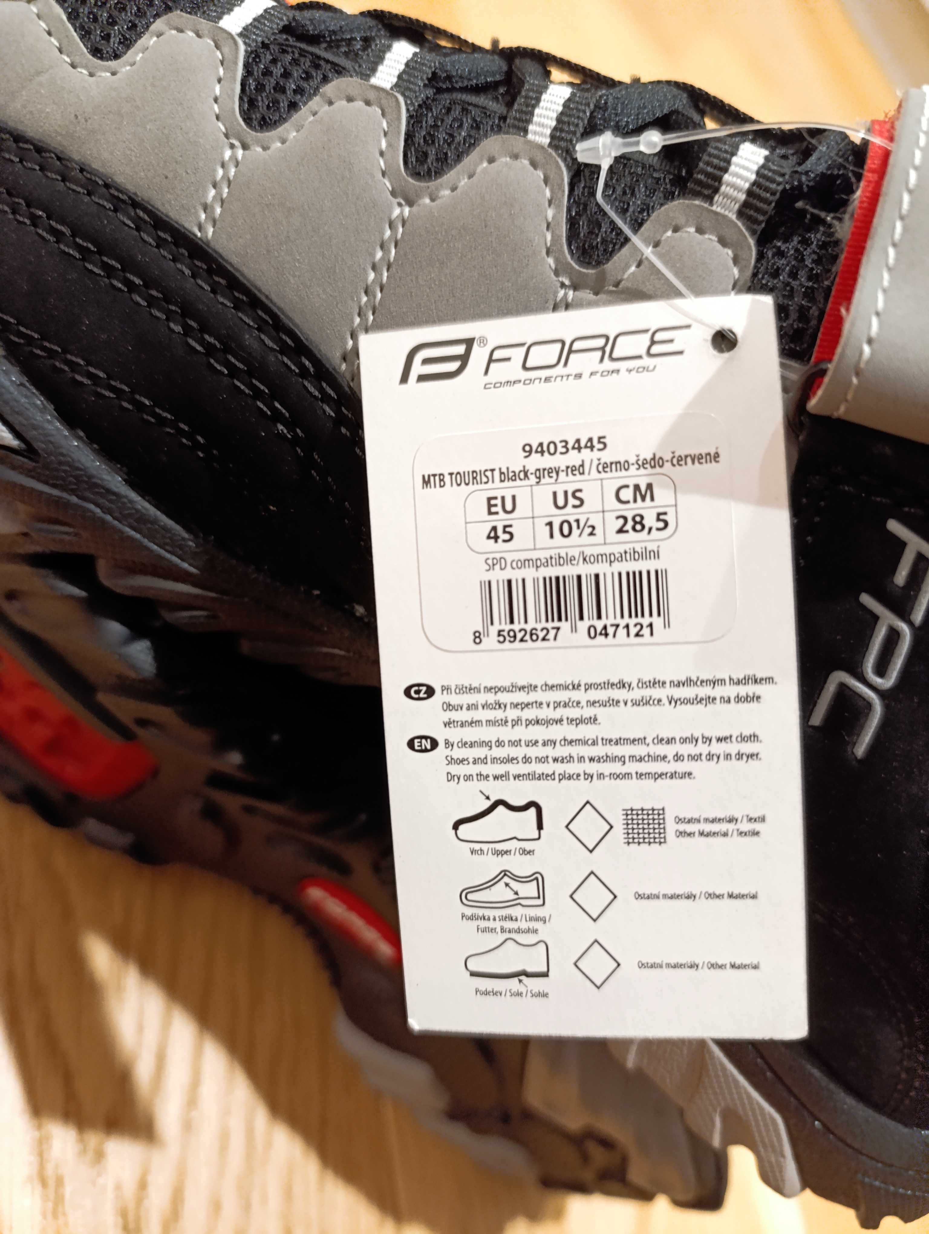 FORCE MTB TOURIST black-grey-red SPD r.45