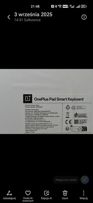 Klawiatura OnePlus Pad 2 oryginalna, nowa