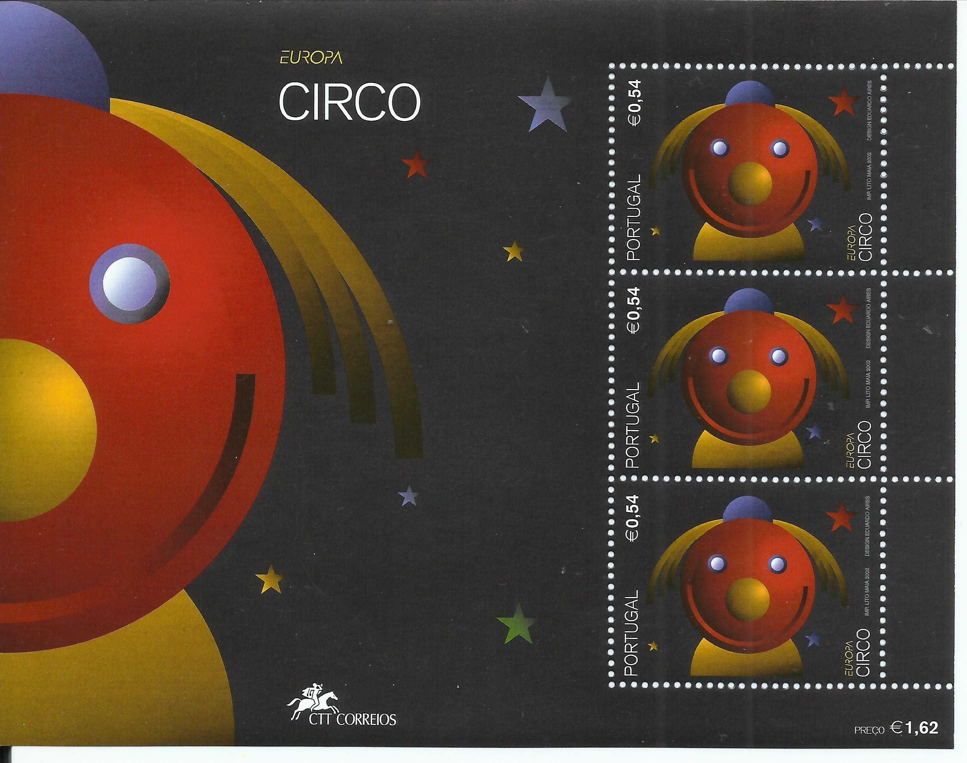 Selos portugueses – 3 blocos, Europa – O Circo, 2002 - Novos