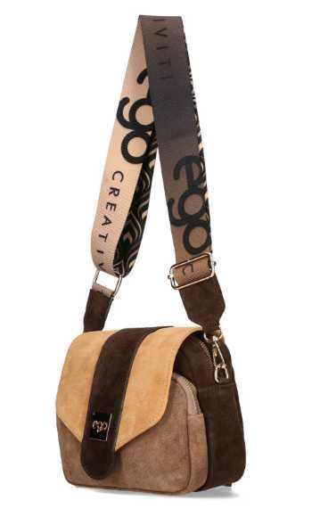 EGO ES0276CR  listonoszka kolorowe cudo skóra naturalna zamszowa