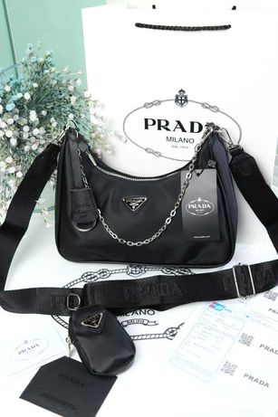 Женская сумка Прада Prada черная Люкс