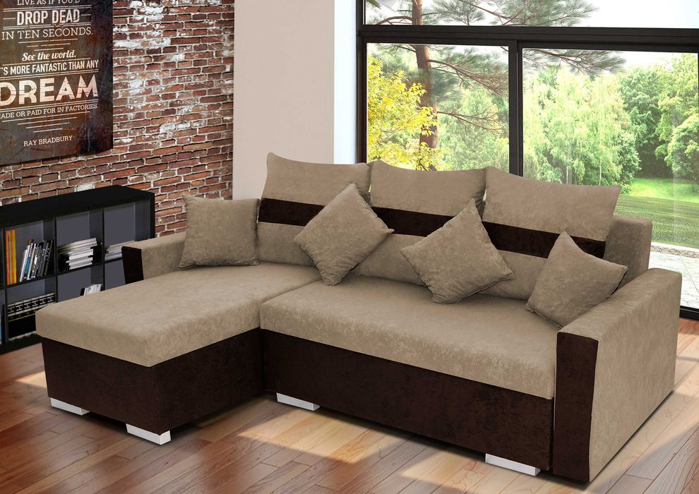 Narożnik Do Salonu JOY Kanapa Sofa Rozkładana 2 Pojemniki Na Pościel !