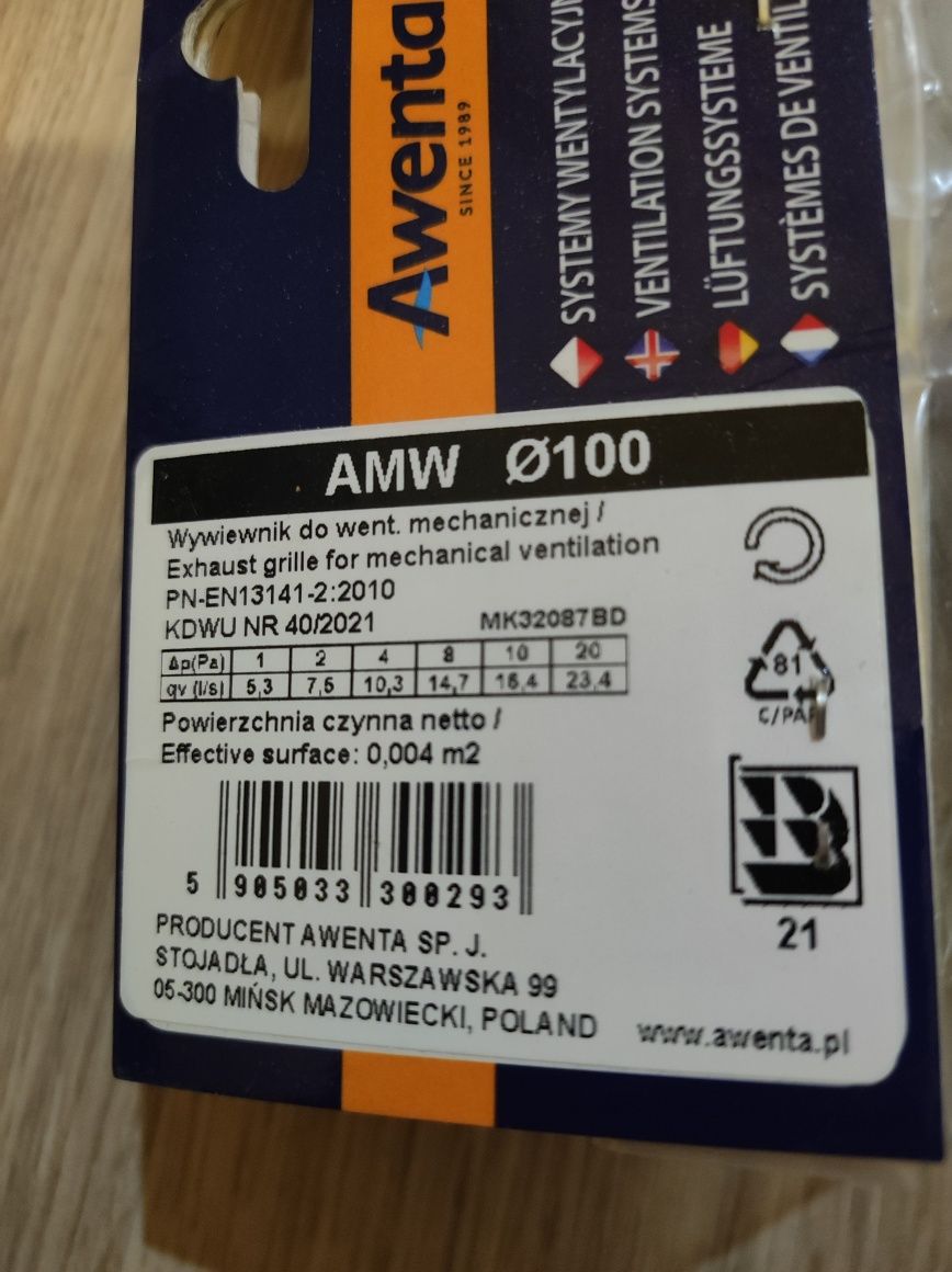 Sprzedam anemostaty wywiewniki 100