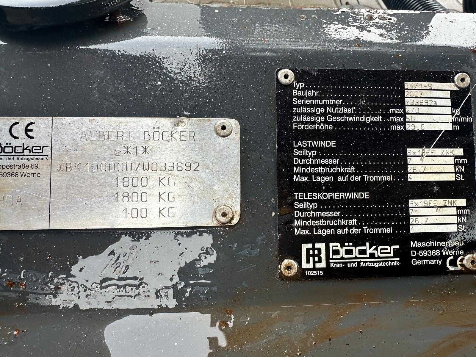 Winda drabina dekarska Bocker HD 31m wciągarka wyciąg budowlany R.2007