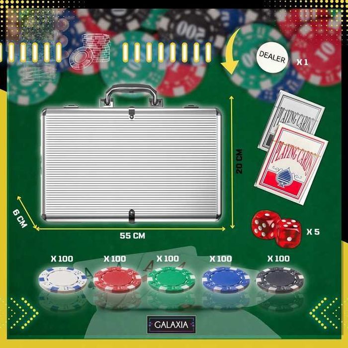 ZESTAW DO POKERA 500 ŻETONÓW Żetony Gry Poker Chips Set Karty Walizka