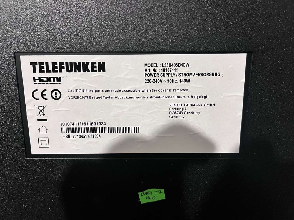 Телевізор Telefunken TWE55gtg54.55 дюймів З пультом..