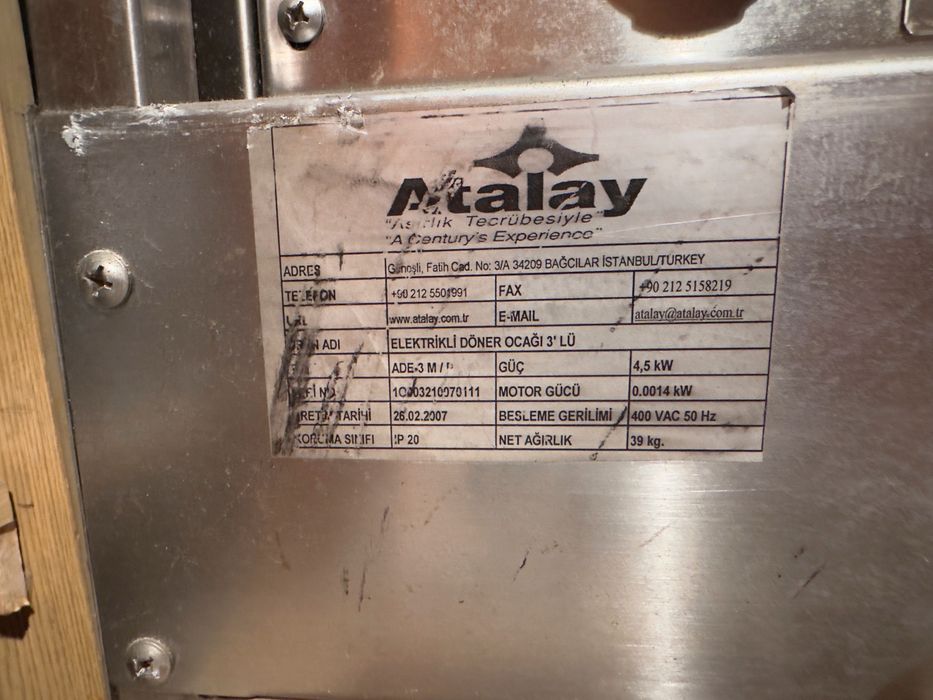 Kebab elektryczny 380V 3 grzałki- Gratis