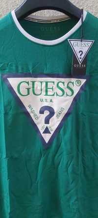 Nowy oryginalny tshirt GUESS koszulka zielona L męska WADA a170