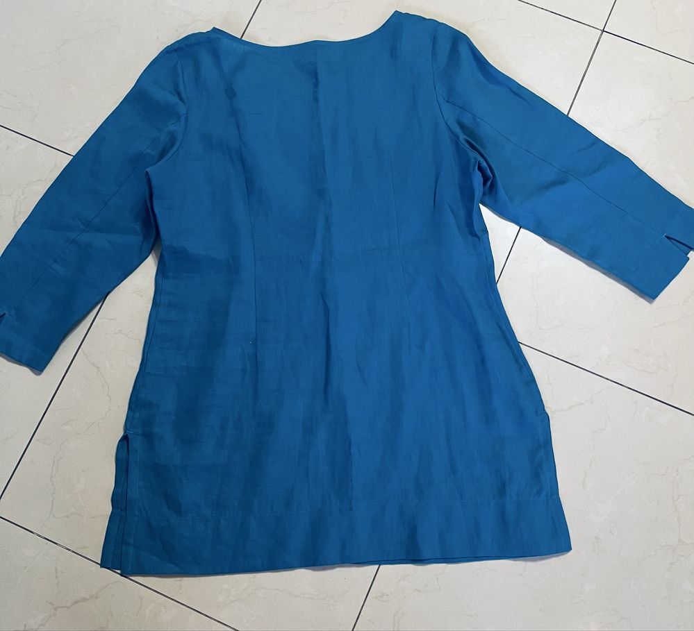 Продам льняную тунику бирюзового цвета Marks&Spenser,р-р52,цена 400