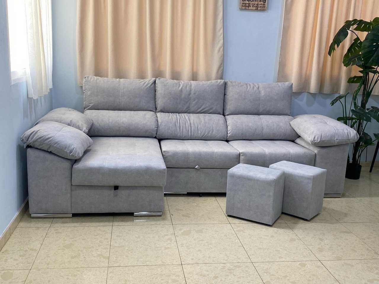 Sofá com chaise longue e arrumação envió gratis