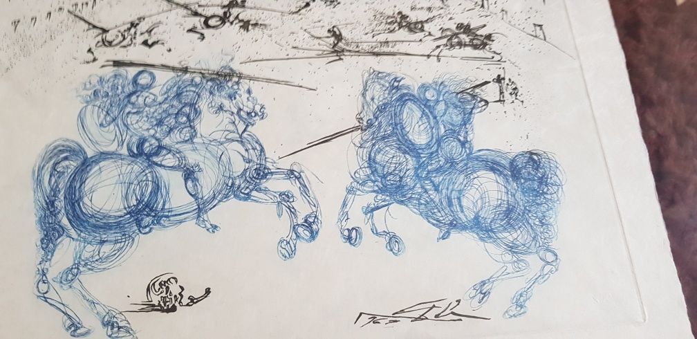 Cavaleiros azuis, bela gravura de Salvador Dali