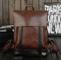 Мужской кожаный коричневый офисный рюкзак чоловічий ранец сумка 2в1