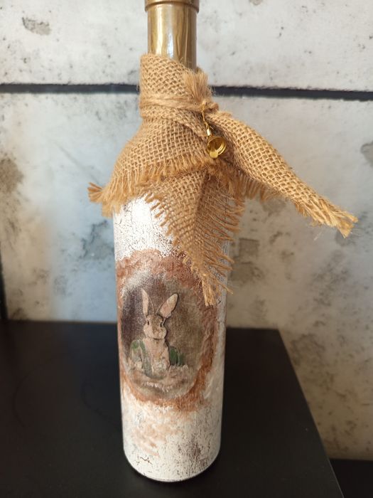Malowana ozdobna butelka vintage