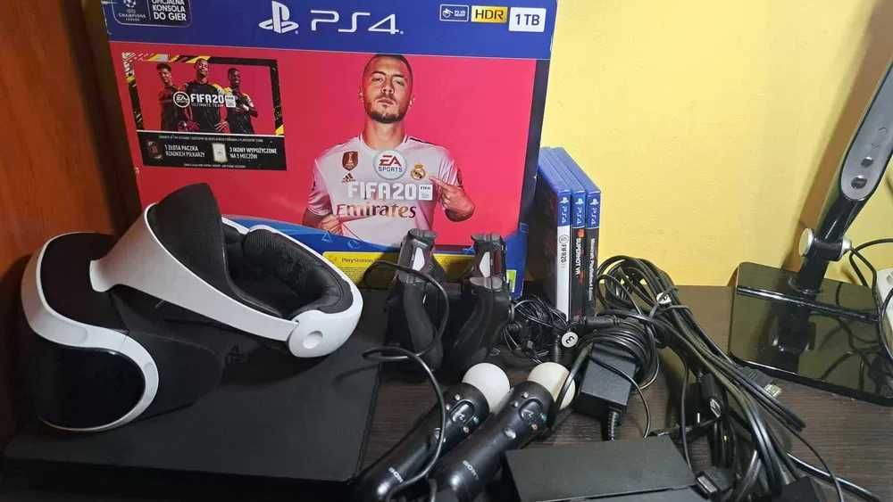 PS4, Okulary VR, Ładowarka do PAD-ów i 3 gry. Zestaw PlayStation 4