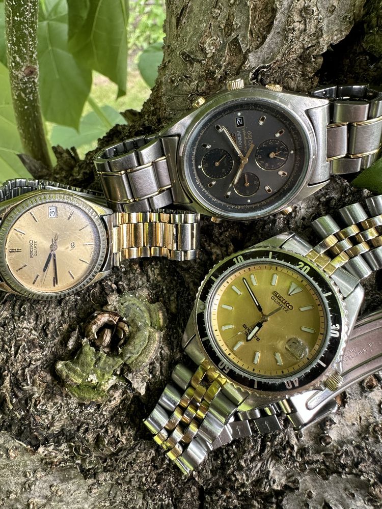 3 x zegarek Seiko w tym titanium chronograph - uszkodzone