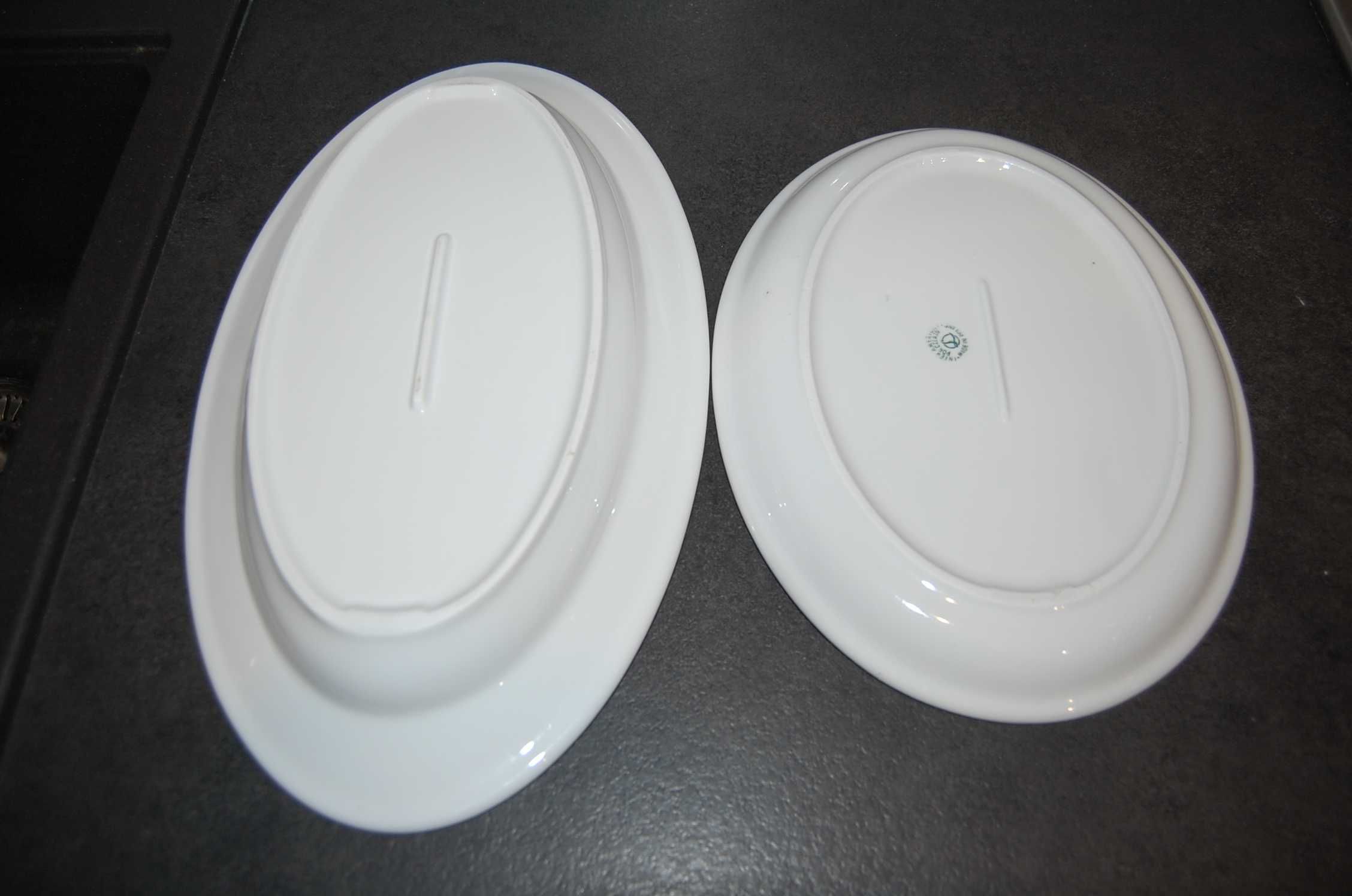Talerze obiadowe, porcelanowe, białe - 7 sztuk - PRL