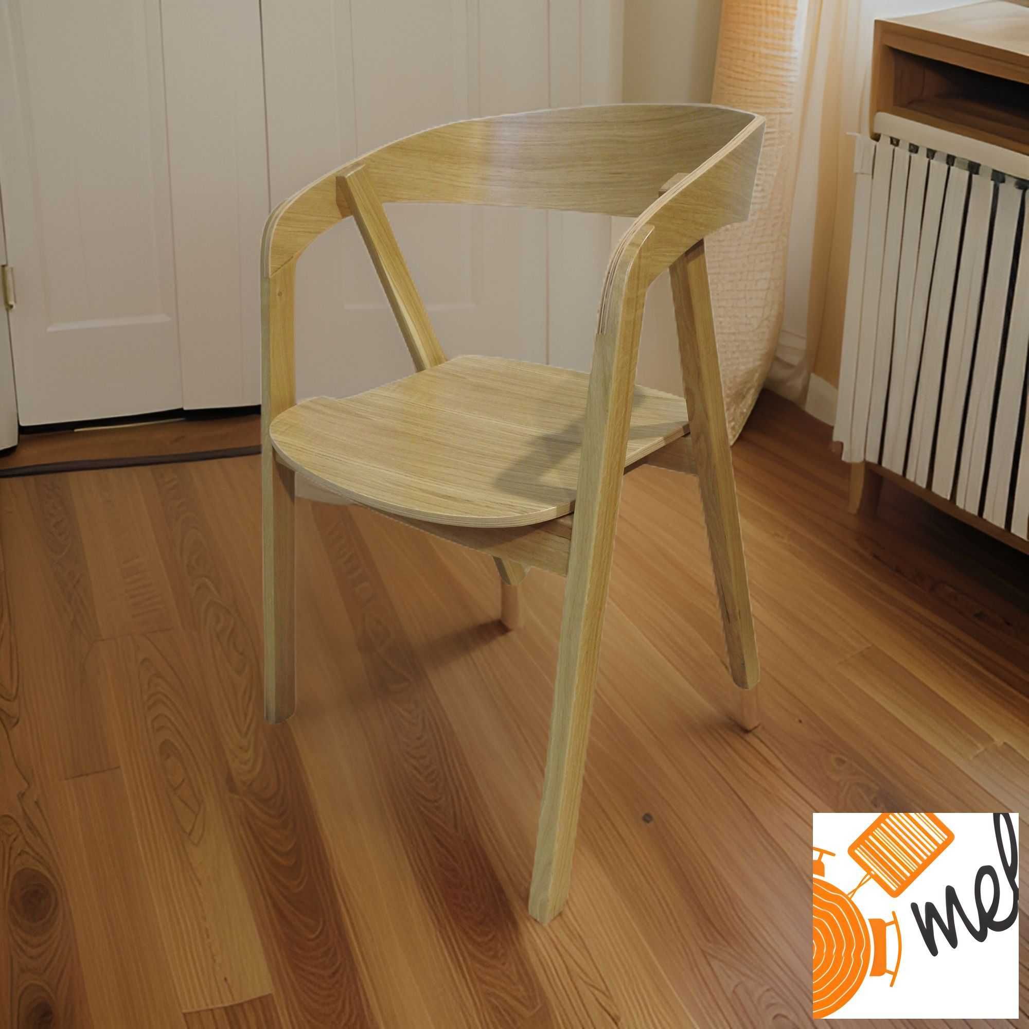Designerskie Dębowe Krzesło K189 Tutti Drewniane Siedzisko