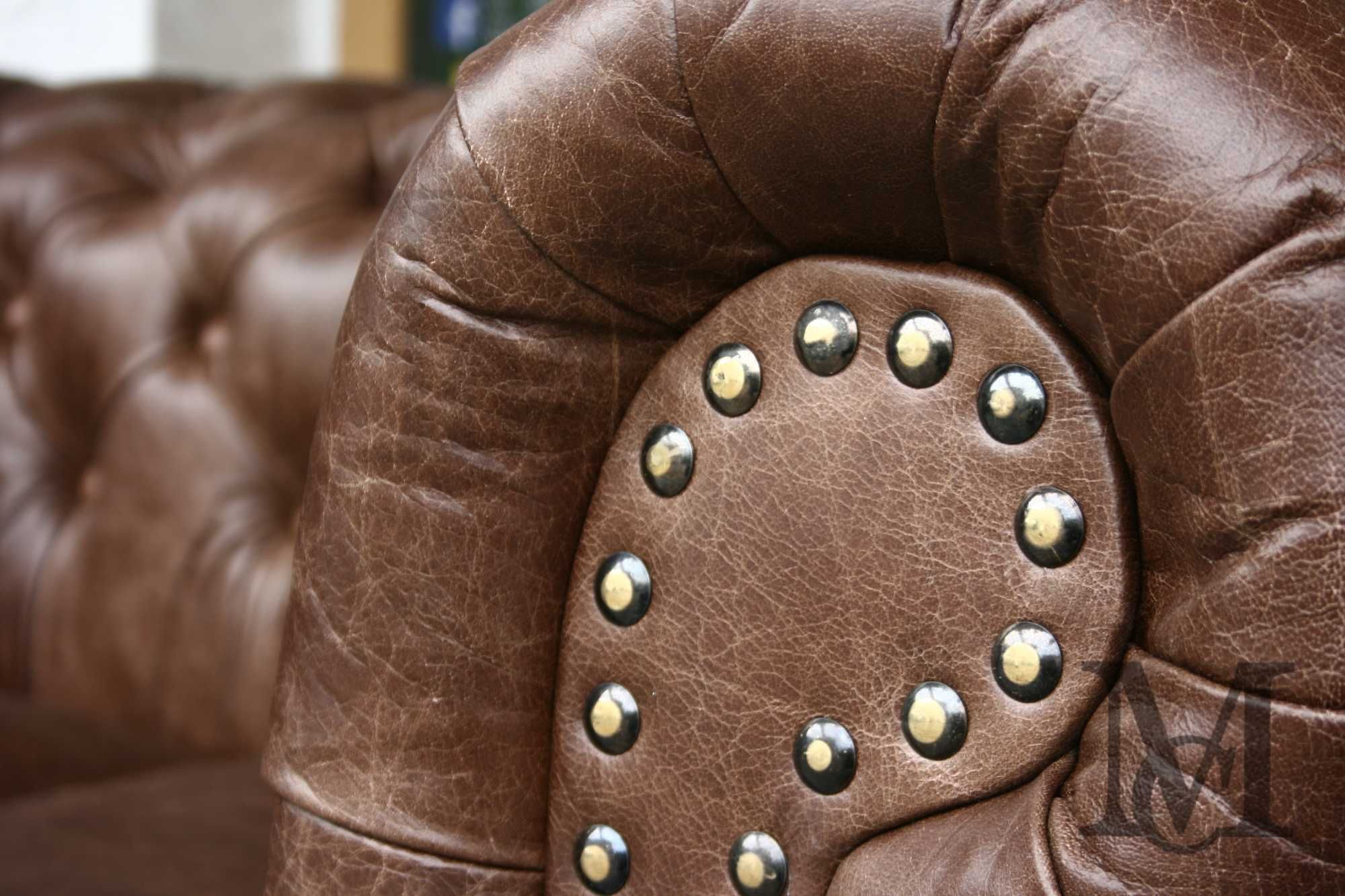 Kanapa Classic Chesterfield 2-osobowa - 100% skóra naturalna