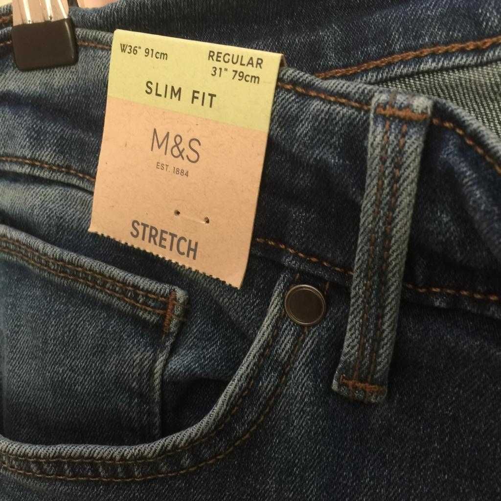 M&S Мужские эластичные джинсы слим W36 Marks & Spencer