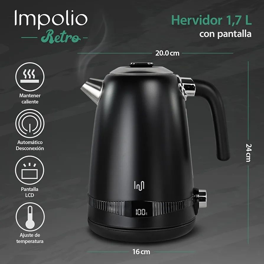 Czajnik Elektryczny Impolio Ustawieniem Temperatury 1,7L 2200W
