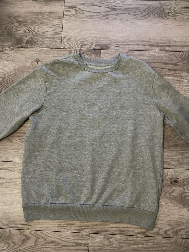 Szara bluza klasyczna oversize bez kaptura męska