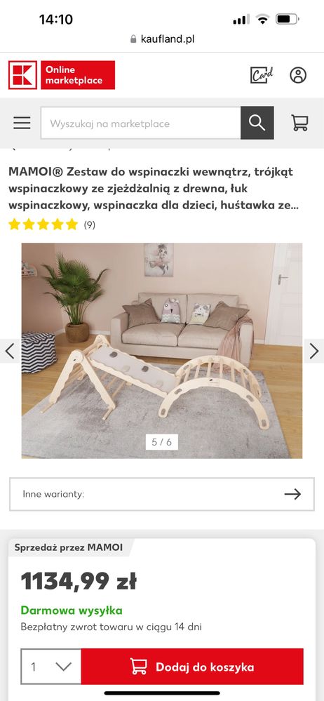 MAMOI® Zestaw: trójkąt wspinaczkowy + bujak + zjeżdżalnia dla dzieci