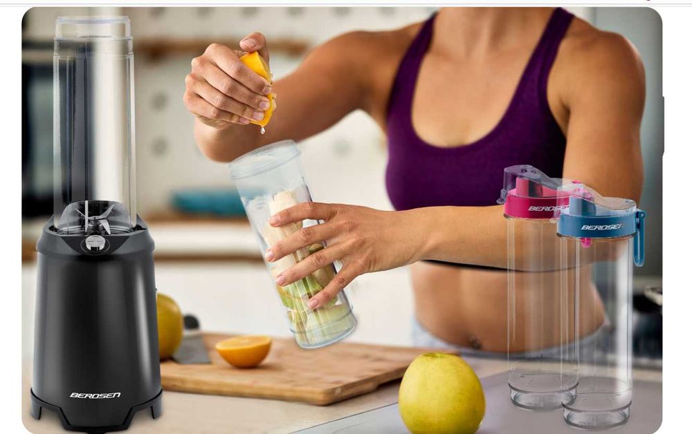 BLENDER Kielichowy SMOOTHIE DO KOKTAJLI Berdsen 700W + 2 Butelki 0,57L