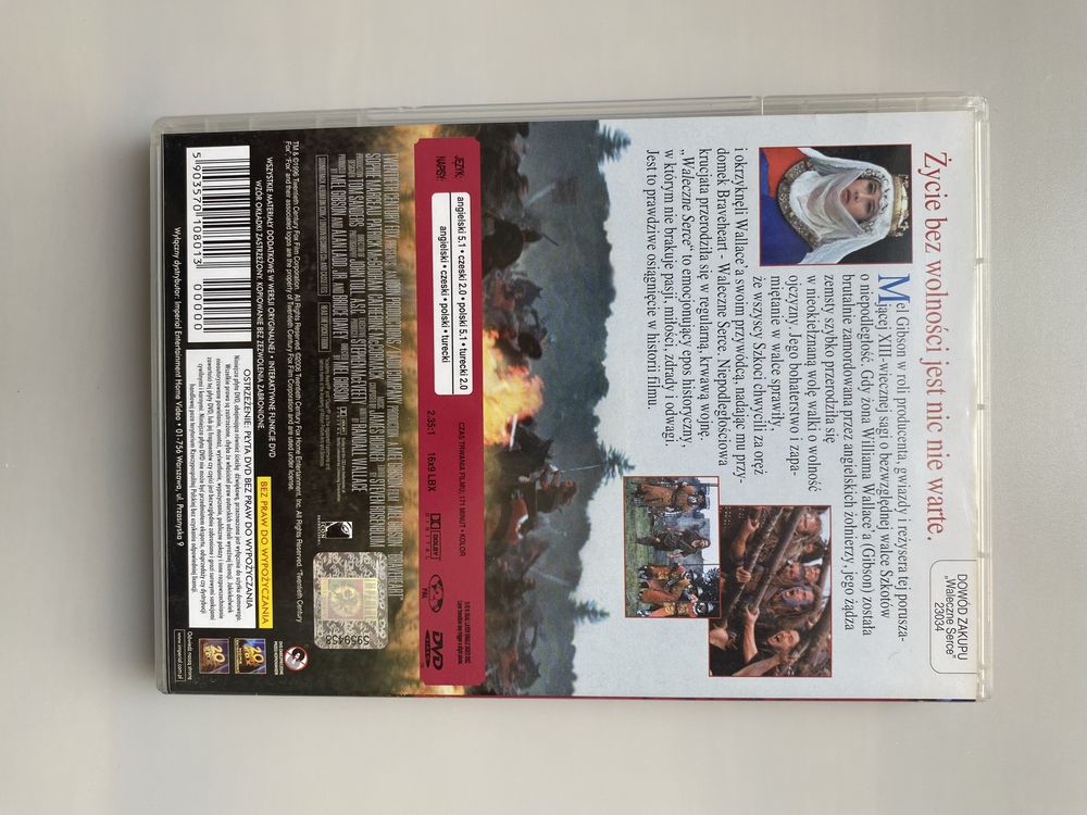 Film Waleczne serce Braveheart Mel Gipson na DVD