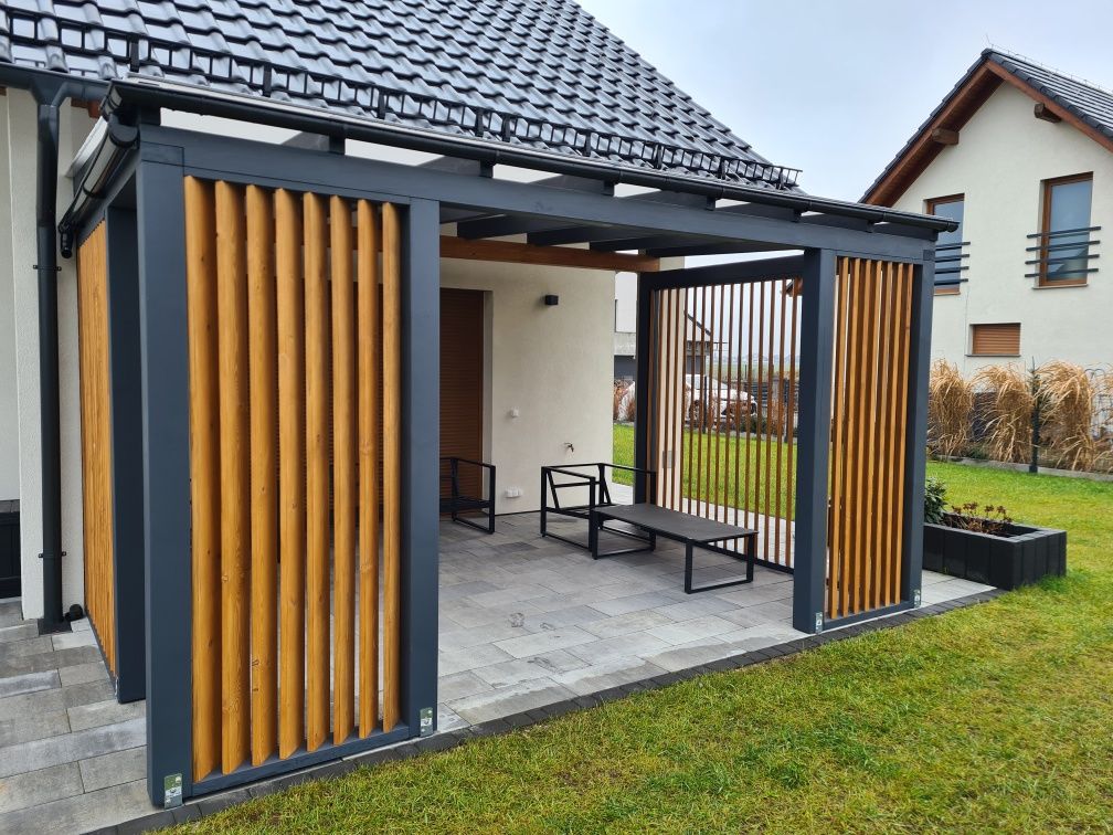 Wiata, altana ogrodowa, zadaszenie tarasu, lamele, carport DREWNIANE