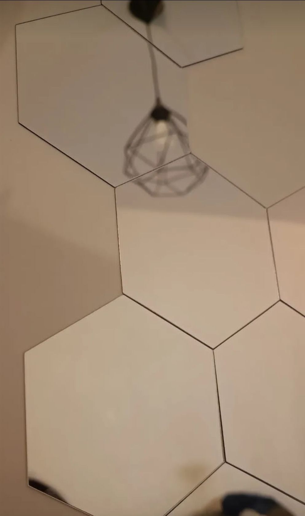 45szt lustrzane naklejki przyklejane lusterka lustro hexagon srebrne