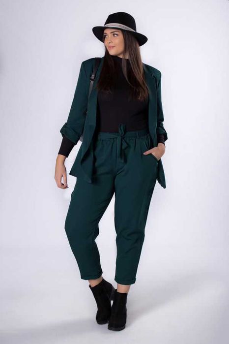 Garnitur damski ANET plus size (S-5XL)  butelkowa zieleń na zamówienie