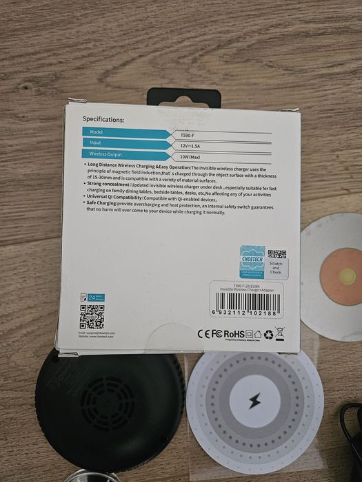 Ładowarka indukcyjna Qi ukryta podblatowa Choetech 10w