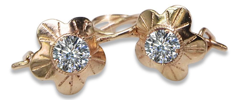 Rosyjskie kolczyki z 14k 585 różowego złota vec028 Rubin