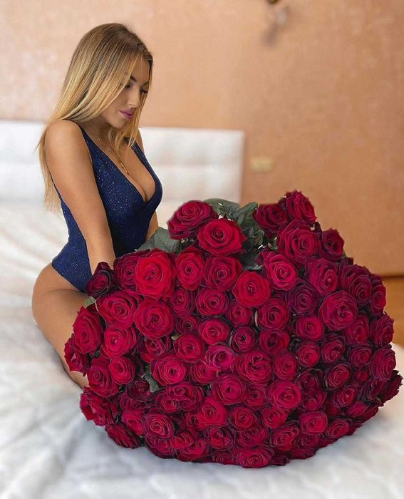 Букет, красных роз, 55 роз - акция! Цветы Днепр, доставка цветов