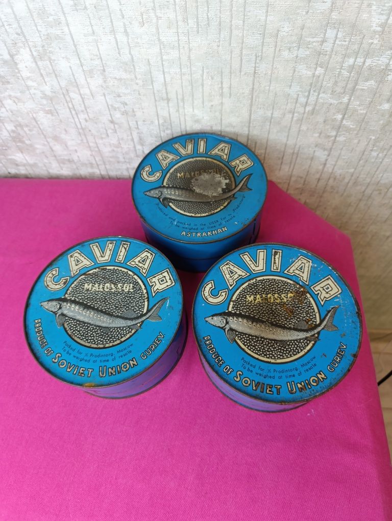 Советская жестяная металлическая банка из под черной икры ссср Caviar