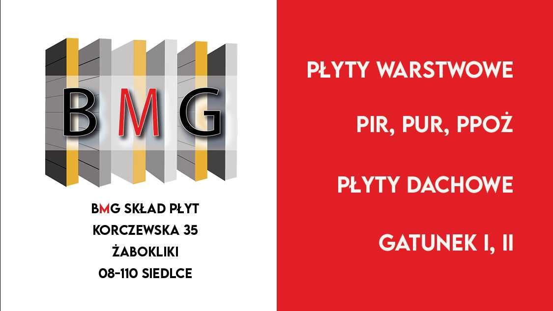 Płyty warstwowe  PIR, PPOŻ, I i II gatunek, blacha płaska